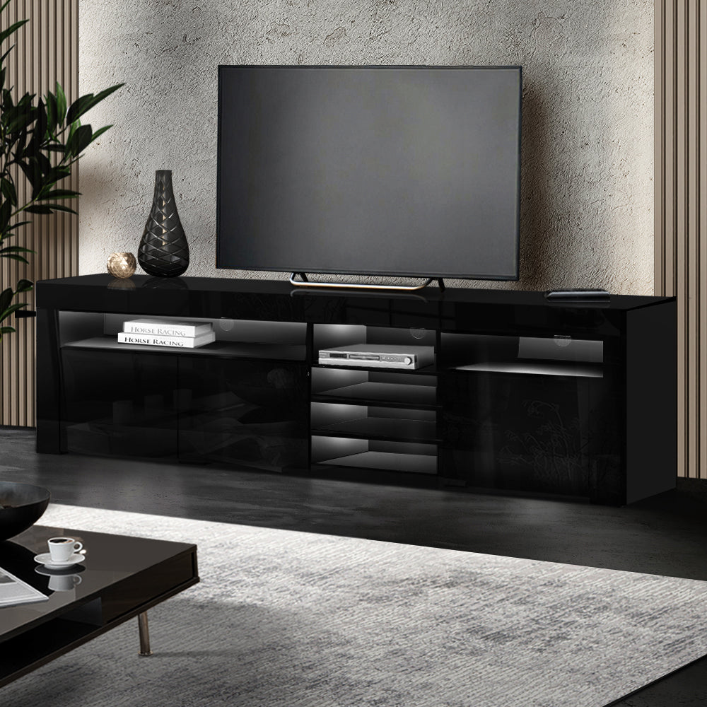 TV Stands & Entertainment Units Artiss Tv Cabinet Entertainment Unit Stand Rgb Led Gloss 3 Doors 180Cm Black