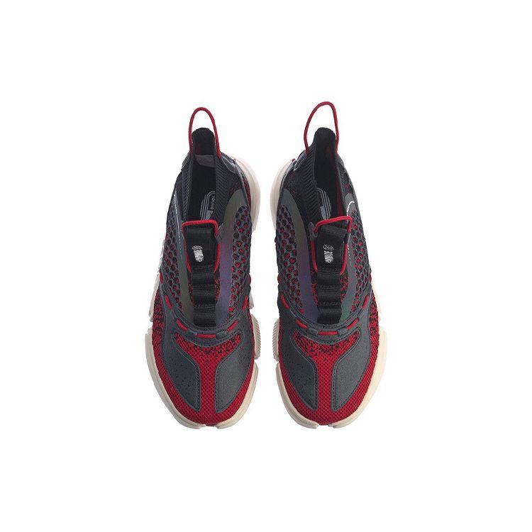 LiNing Wade Socken Rutschfest Abriebfest Leicht High-Top Kinder Skateschuhe Kinder Sneaker Schwarz Rot YKCP132-3