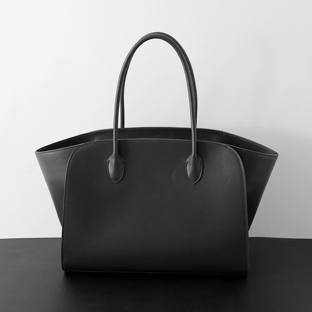 Bolso Tote de Gran Capacidad en Piel de Vaca Grano Cuero Genuino Moda Minimalista Bolso de Mano de Alta Calidad Cómodo para Mujer