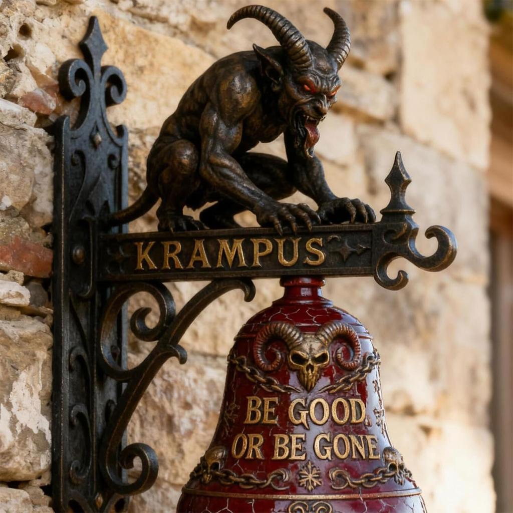 Campanella Decorativa da Parete con Scultura di Creatura Mitologica e Intricata Scritta in Stile Vintage per Interni ed Esterni