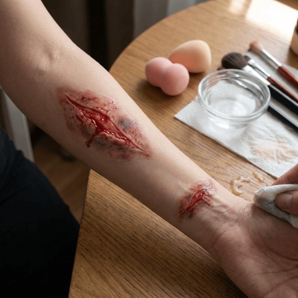 4Sheets Realistic Halloween Temporary Tattoos Lasting Simulated Scar Tattoo Stickers Halloween