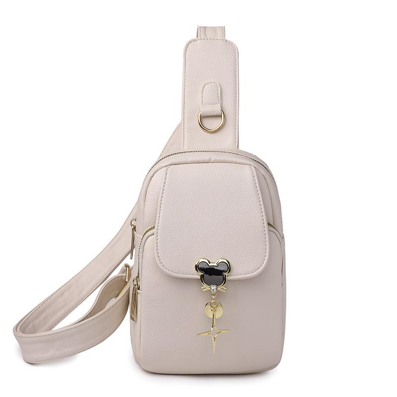 New Trendy and Fashionable Women's Breast Bag Soft Leather Crossbody Bag Simple Large Capacity Backpack Mobile Phone Bag