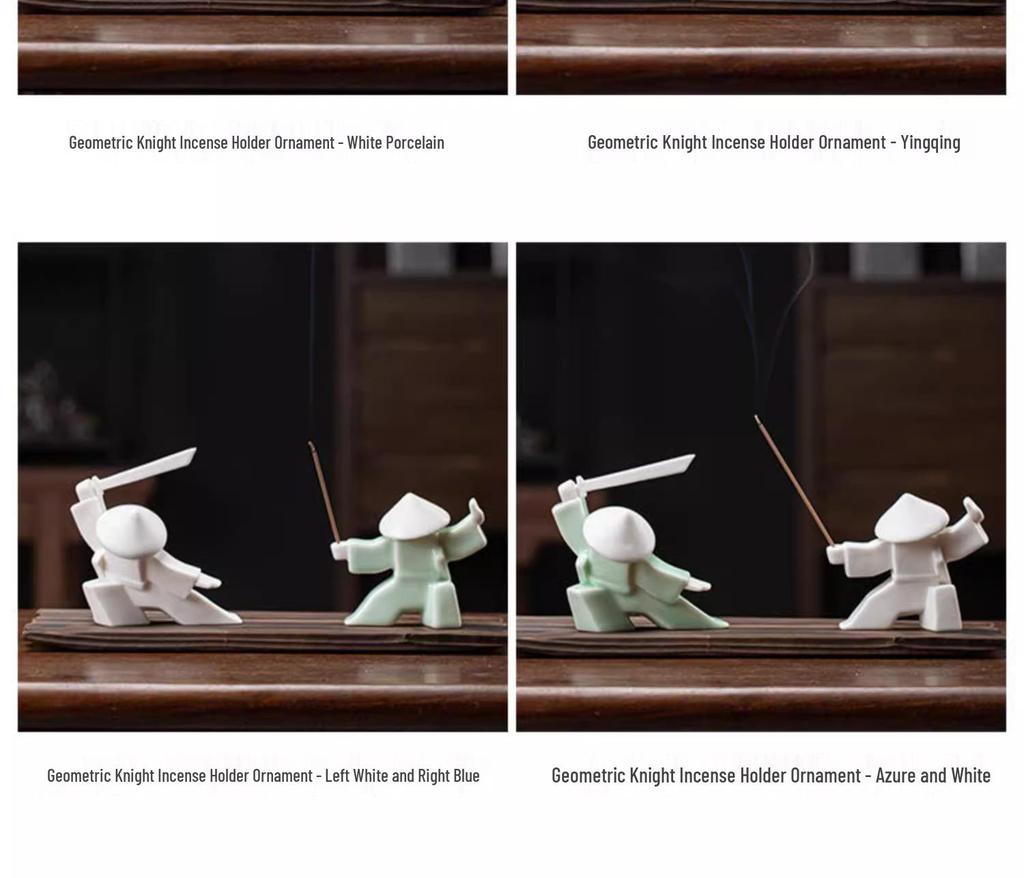 Ceramic Swordsman Incense Holder: Creative Sword-Dancing Ornament & Stick Burner Base