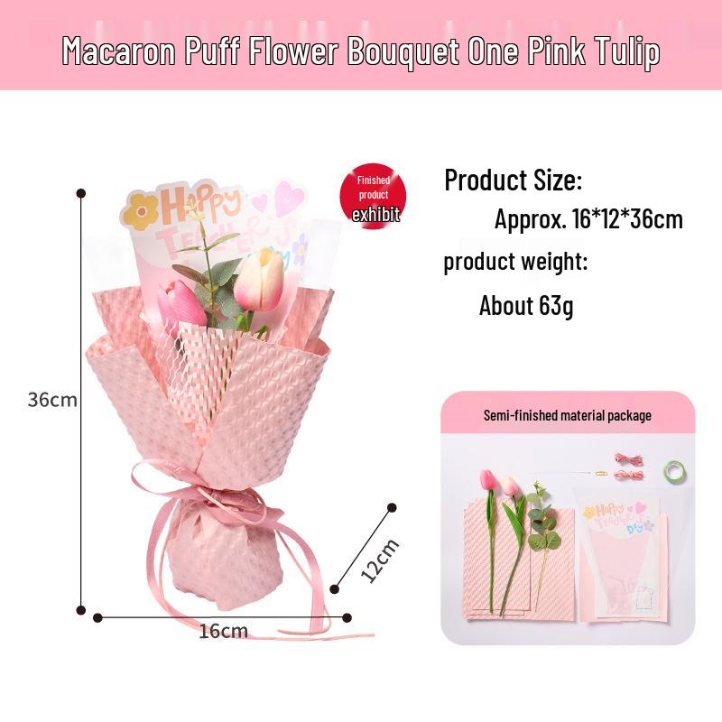 Teacher s Day DIY Macaron Cream Puff Flower Bouquet Gift for Kindergarten Goddess