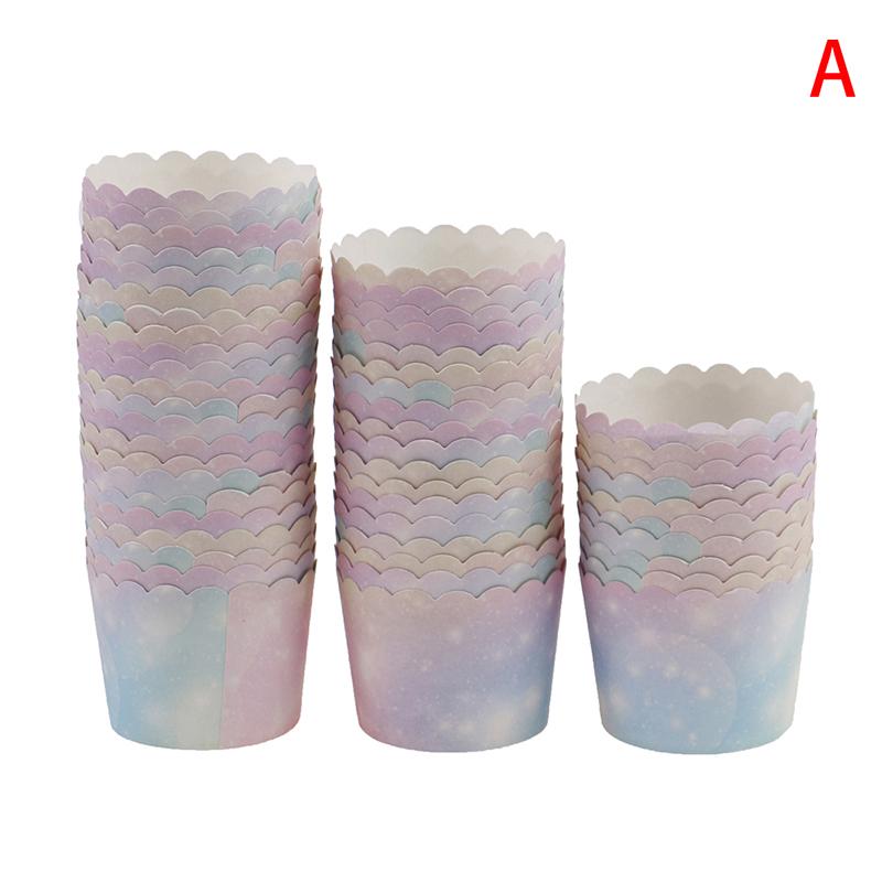 50Pcs Regenbogen Cupcake Liner Für Backen Gradienten Cupcake Wrapper Backen Tassen