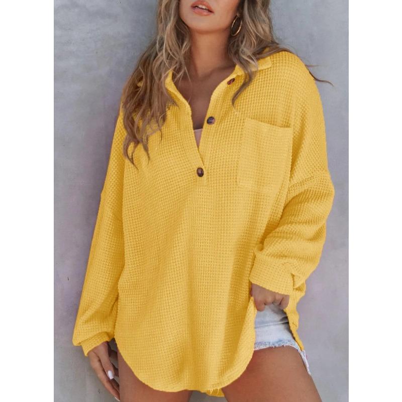 MGHR Women's Fashion Casual Autumn Winter POLO Neck Long Sleeve Blouses & Shirts