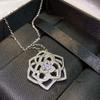 Elegant Women Jewelry Set Rose Necklace Camellia Earrings Floral Ring Openwork Accessories