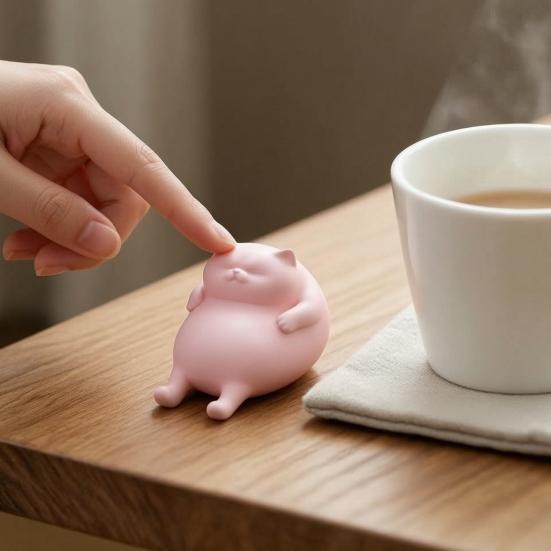 Office Desk Accessories 3D Printed Fat Cat Figurine, Cute Lazy Statue, Room Decor Aesthetic Minimalist Tabletop Ornament for And Shelf Decorations