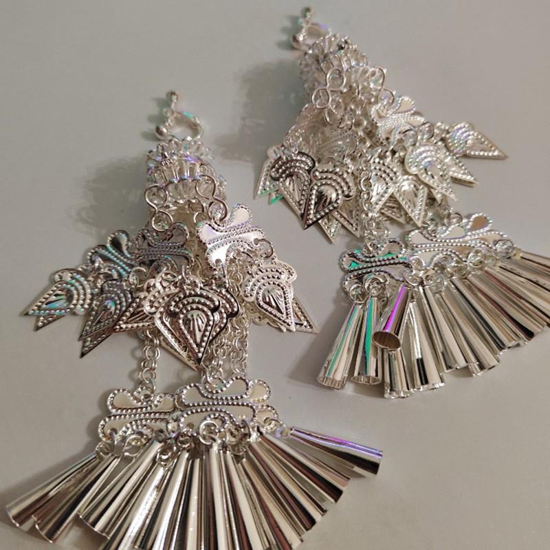 Retro Ethnic Style Handmade Fringed Earrings Temperament Miao Versatile Hanfu Long Earrings Bride Jewelry