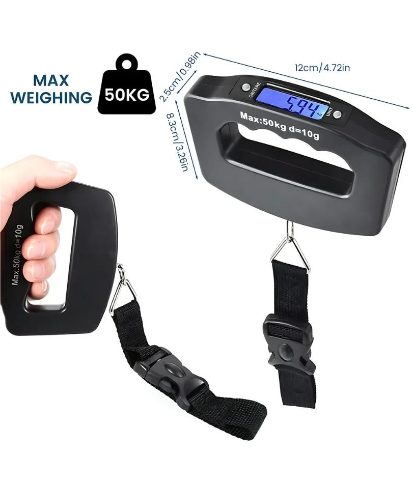 50kg Digital Luggage Scale Portable Suitcase Scale Handheld Electronic Scales Backlight Digital Display Travel Accessories