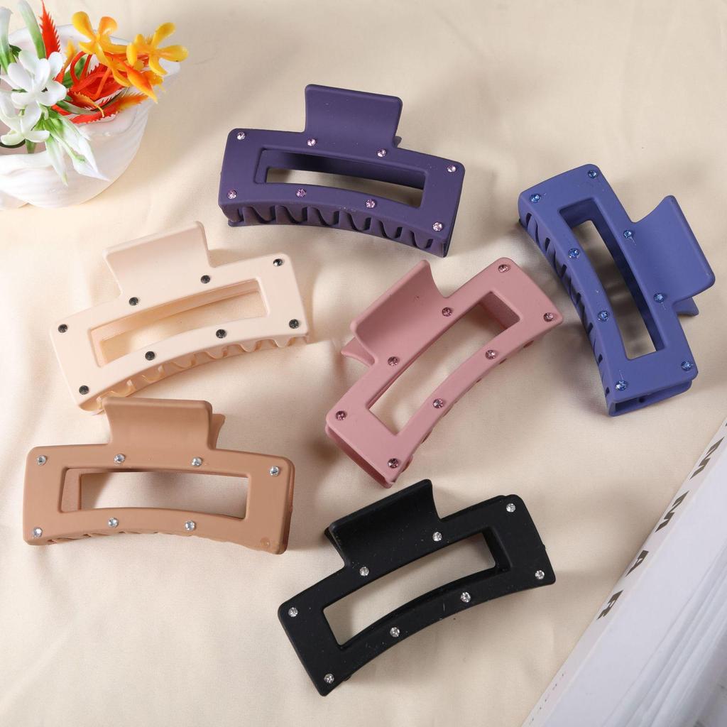 Frosted Rhinestone Square Claw Clip for Women - Large, Fashionable, High-End Hair Accessory
