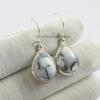 Natural Dendrite Opal Earring, Teardrop Gemstone Earring, Handmade 925 Sterling Silver Earrings, Gift for Mom, Black and White Earring