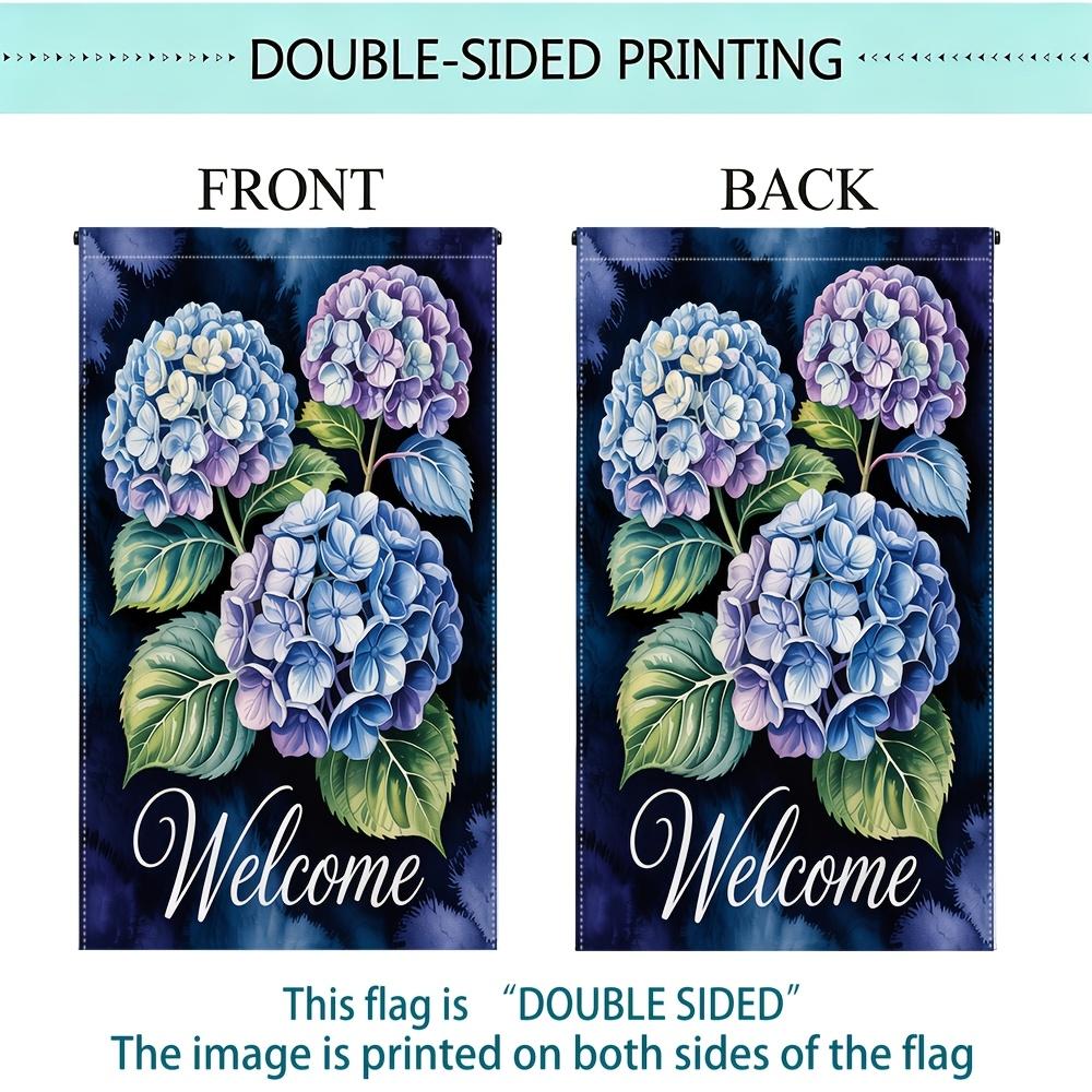 1pc Hydrangea Welcome Garden Flag - Double-Sided, 30.48x45.72 cm, Outdoor Lawn Decor