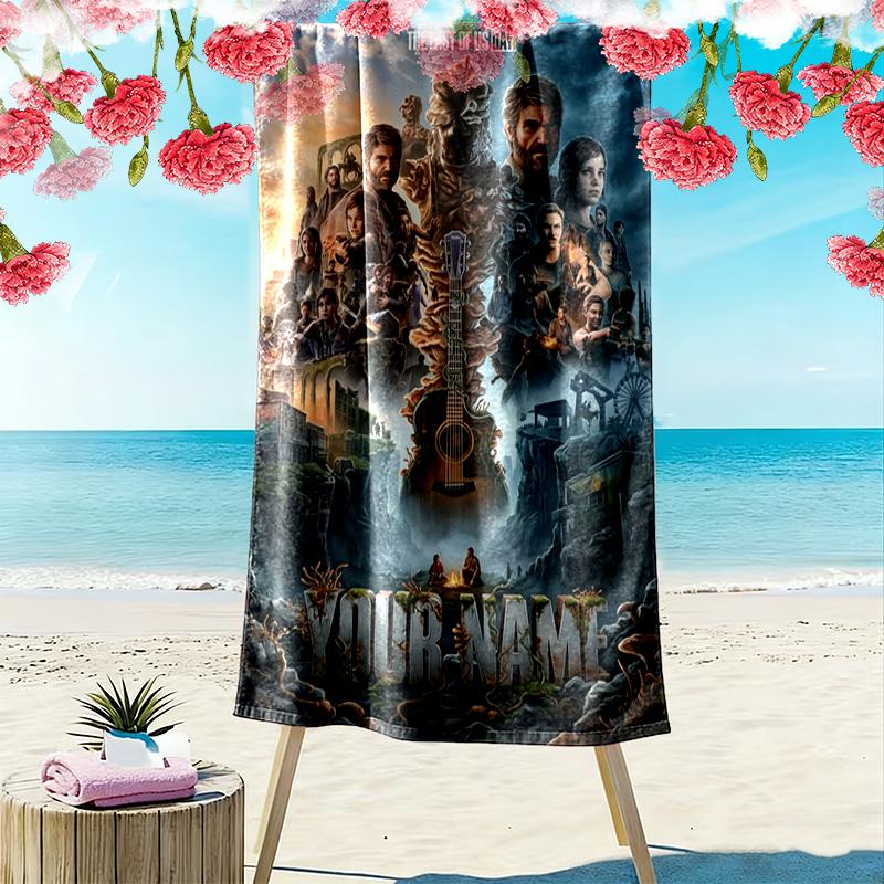 Name Custom The Last Of Us Print Beach Towel, Large Soft Quick Dry Towel for Beach Camping Swimming