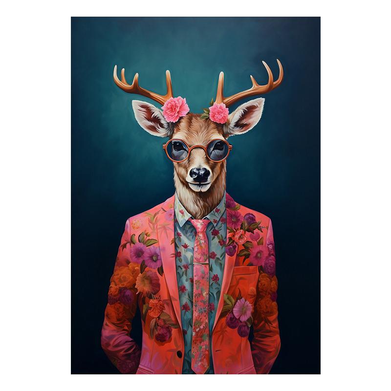 Al Dyreportrettmaleri Moderne Veggkunst Lerret Plakattrykk Abstrakt Tegneserie Fargerikt Bilde Stue Hjemmedekor Cuadros