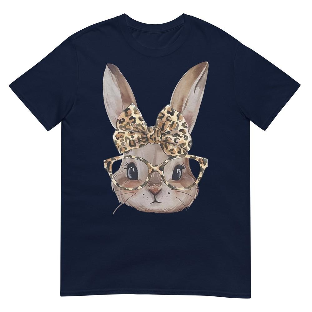 Easter Bunny Leopard Glasses Bandana Rabbit Kids Unisex Girls Tshirt S