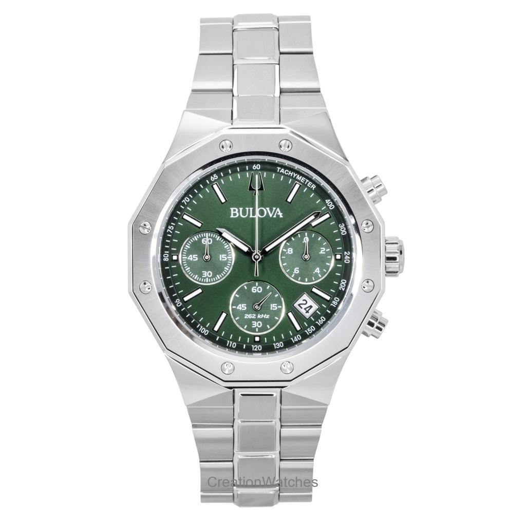

Мужские часы Bulova Octagon Prestige Chronograph из нержавеющей стали с зеленым циферблатом, кварцевые, 96B409, 100 м зелёный