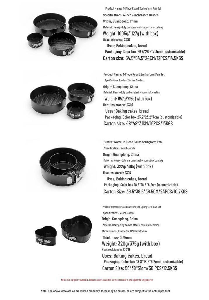 Non-Stick Round Cake Pan Set - Buckle Design for Baking