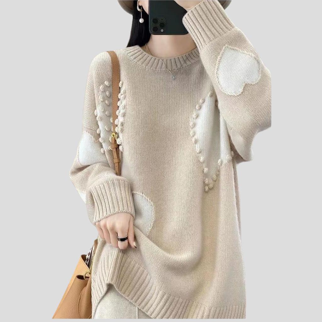 Women's Wool Sweater Thick Warm Loose Pullover Wool Sweater Casual Color Block Pullover Knit Jumper
