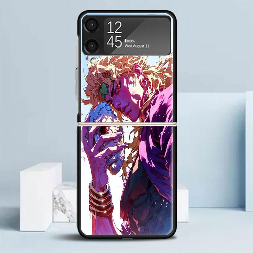 JoJo Adventure Dio Diego Brando Black Cover for Samsung Galaxy Z Flip 7 6 5 4 3 5G Phone Case Flip7 Flip6 Flip5 Flip4 Flip3 Patt