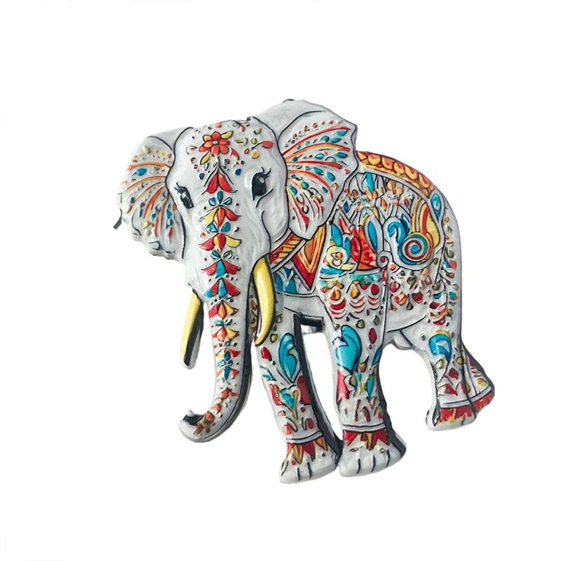 Cute Elephant Bohemian Pattern Resin Relief Magnet Traditional Design Stereo Relief For Refrigerator Travel Souvenir Magnetic
