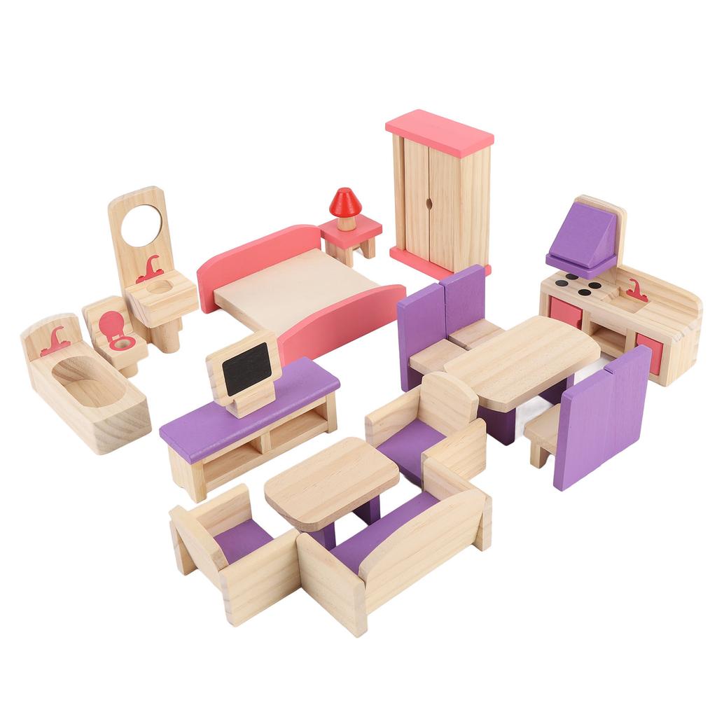 Wooden Simulation Toy Solid Wood Children Play House Small Furniture Toy Set for Children