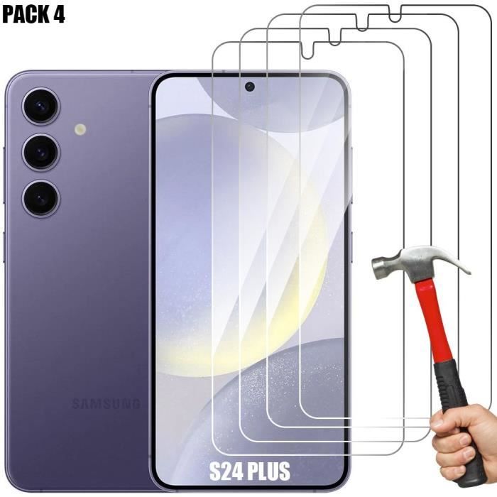 Protecteur d'écran - Booling - pour Samsung Galaxy S24 Plus - Verre Trempé - Lot de 4 - Antichoc, Anti-rayures