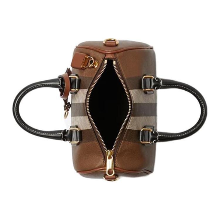 Burberry Cow Leather Bowling Bag, Shoulder Bag, Crossbody Bag, Handbag Mini Women's Brown 80696631