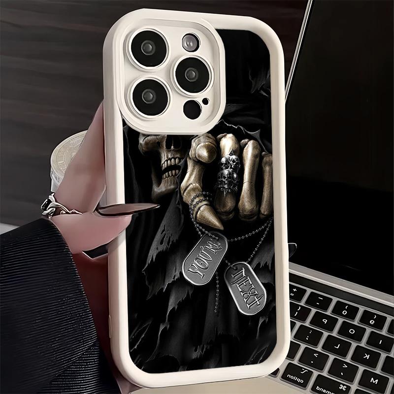 Phone Case for iPhone 17 Air 16E 15 16 Pro Max Grim Reaper Skeleton Funny Style Cover 14 Plus 13 12 Mini Soft Shell Silicone Fun