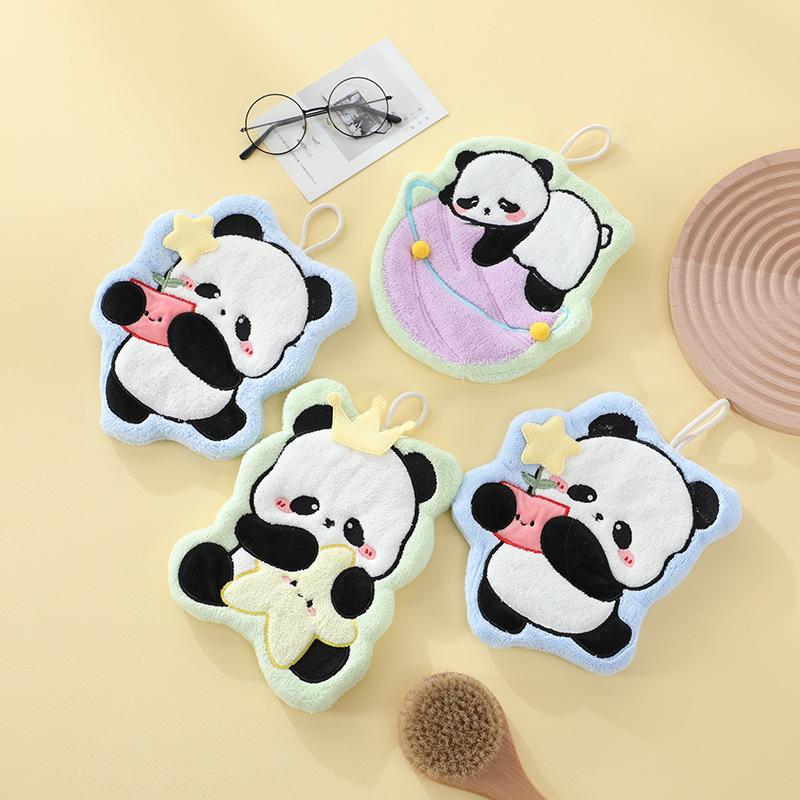 23Cm Kitchen Hand Towel Cute Cartoon Hanging Quick Drying Absorbent Children'S Household Handkerchief Coral Fleece Thick Cloth