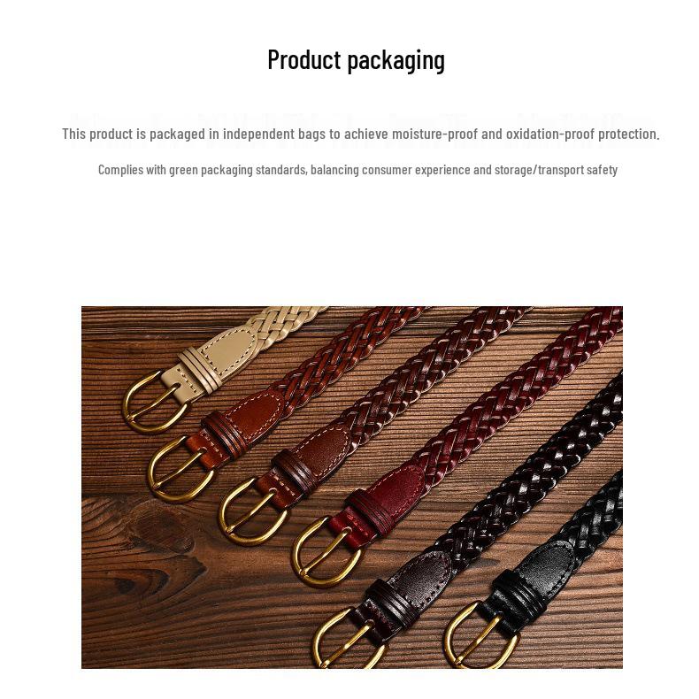 Women's Retro Woven Leather Belt - Punch-Free, Decorative, Ideal for Skirts, Suits, and Jeans (519)