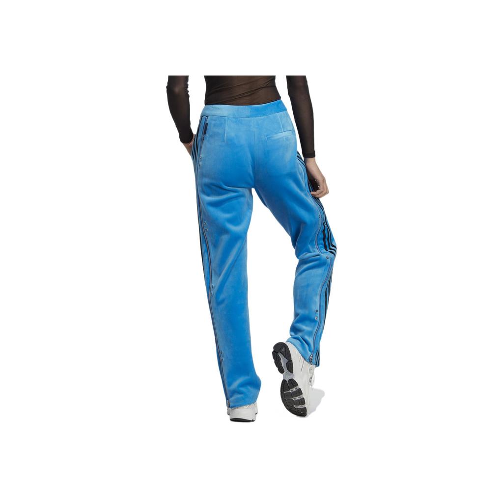 adidas Side Hidden Button Mid-Rise Zipper Logo Knitted Sports Pants Women Bottoms Blue HM2055