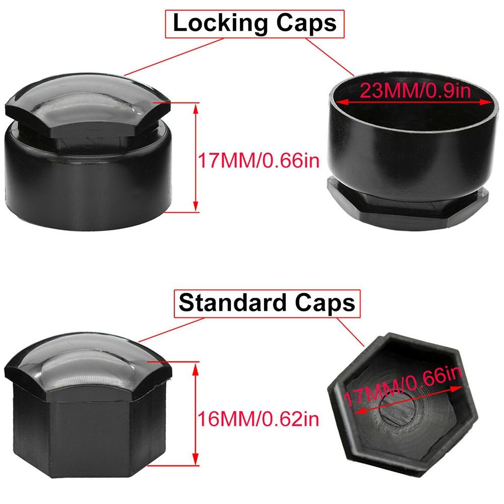 Wheel Wheel Nut Cap 17MM Black Bolt Cap Nut Plastic Studs