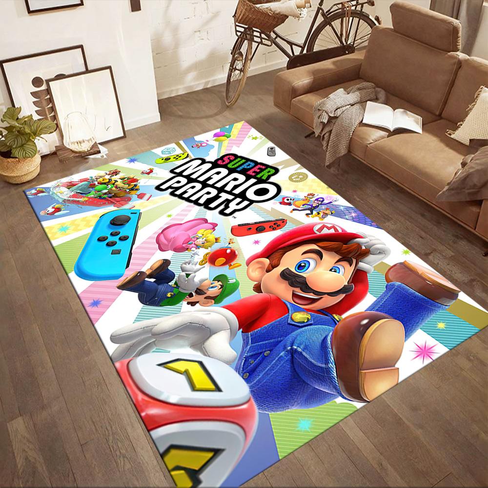 Super Mario Party Fun Square rugs are a great choice for living rooms, bedrooms, home décor, and as gifts.