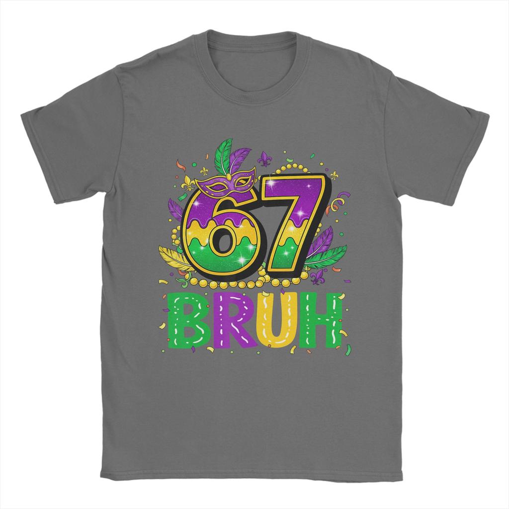 Bruh Six Seven Meme Mardi Gras Cotton TShirt For Unisex Summer YK Basic TShirts Crew Neck Hipster Tee Shirt Plus Size