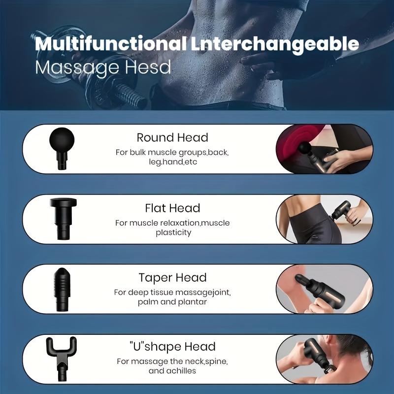 4 FormsProfessional Massage GunMuscle Relaxer with High Torque ImpactPortable UseBrushed MotorSuper VibrationRelaxing Whole Body USB Mini Fascia Gun