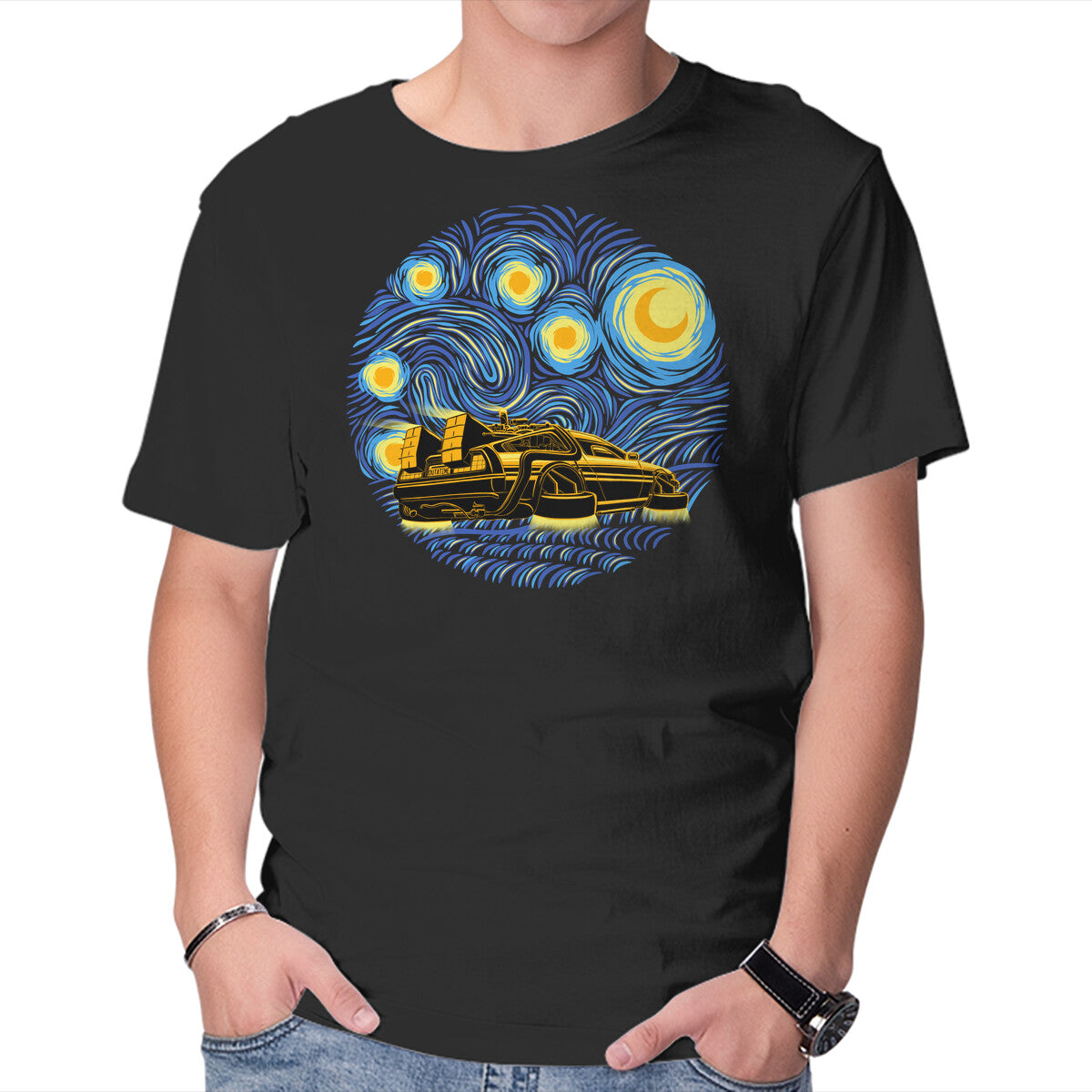 Unisex Crew Neck T-Shirt Starry Future Graphic Short Sleeve Casual Tee L
