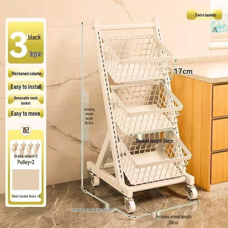 Multifunctional Storage Rack: Kitchen Vegetable, Snack, and Fruit Basket with Multi-layered, Partitioned Design for Living Room or Bedroom.