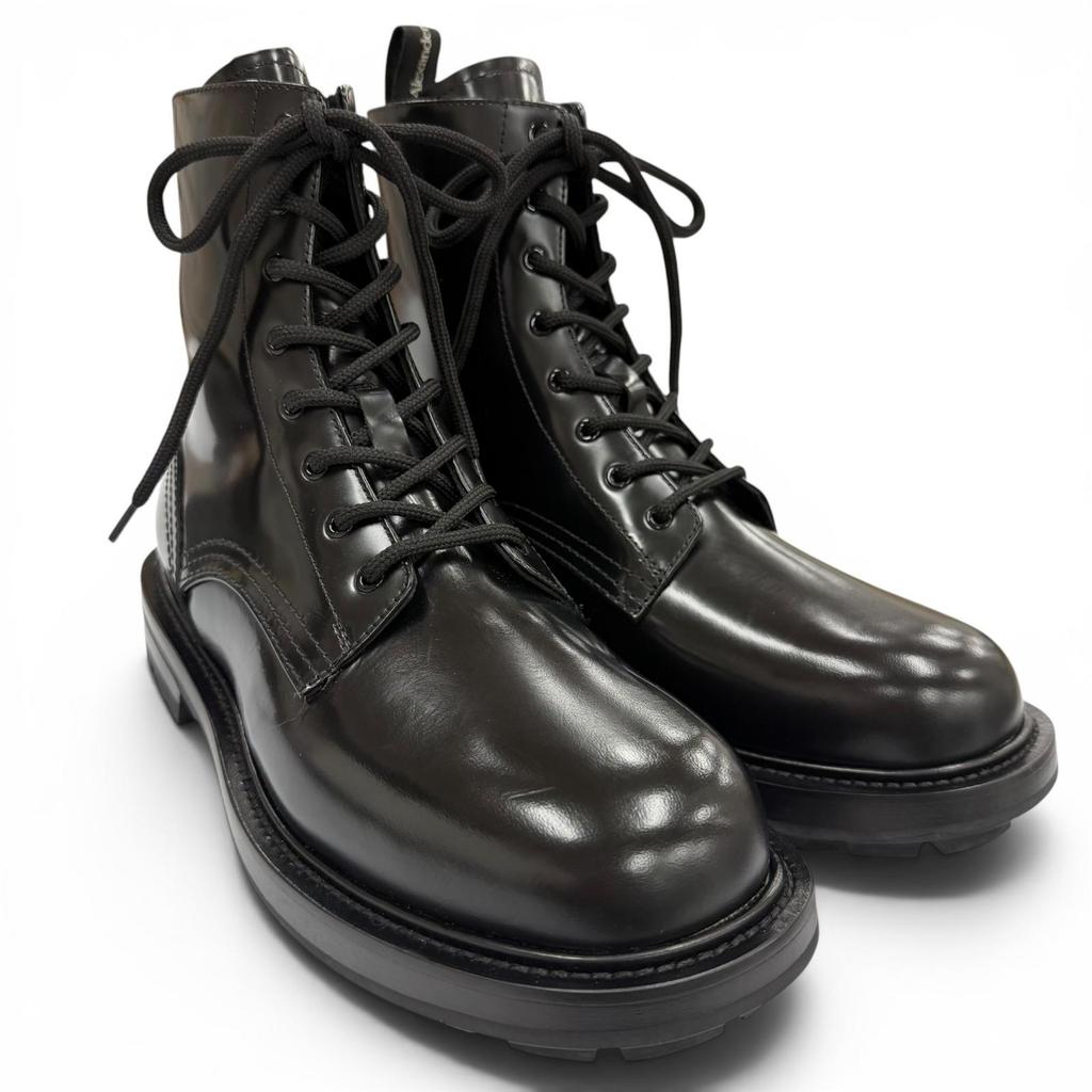 Excellent Alexander McQueen boots Lace up black leather mens 40 683569 Used