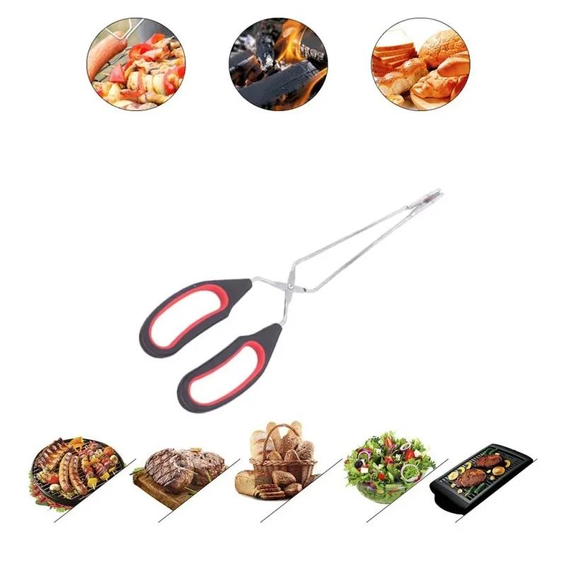 Barbecue Scissor Tongs Grilled Food Tong Long Handle Scissor BBQ Bread Roast Clip Kitchen Baking Tongs Rotisserie Grill Barbecue