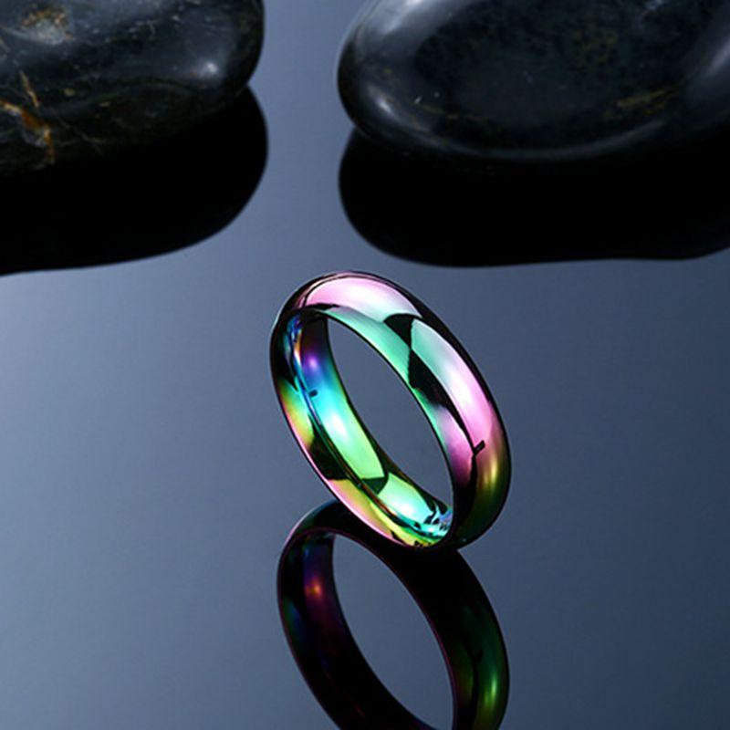 6mm Duhové Barevné Hladké Povrchové Prsteny pro Ženy Trendy Roztomilé Svatby z Nerezové Oceli