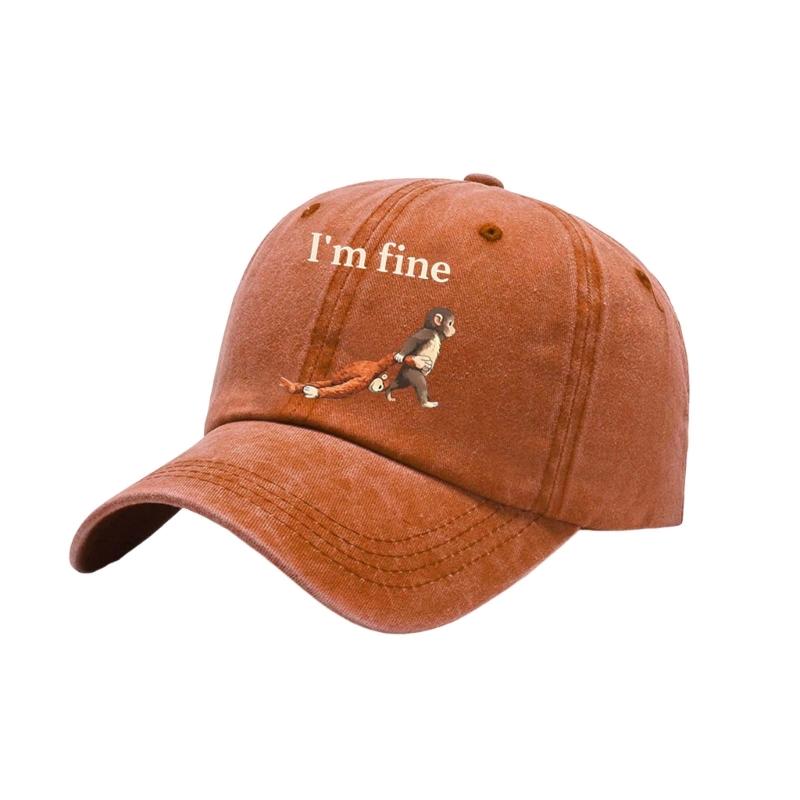 Punch Monkey Print Baseball Cap For Men And Women Unisex Adjustable Wash Cotton Sun Hat With Cartoon Pattern Daily Wear