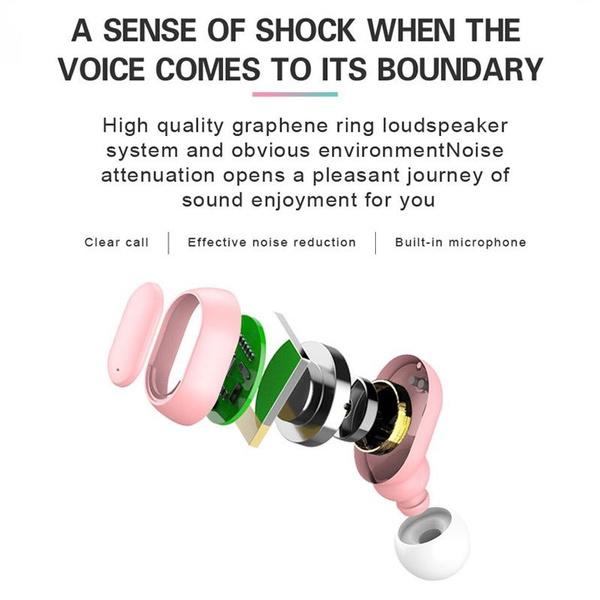 Intelligent noise reduction HIFI sound quality Bluetooth wireless stereo sports headphone microphone with charging case, suitable for smartphones