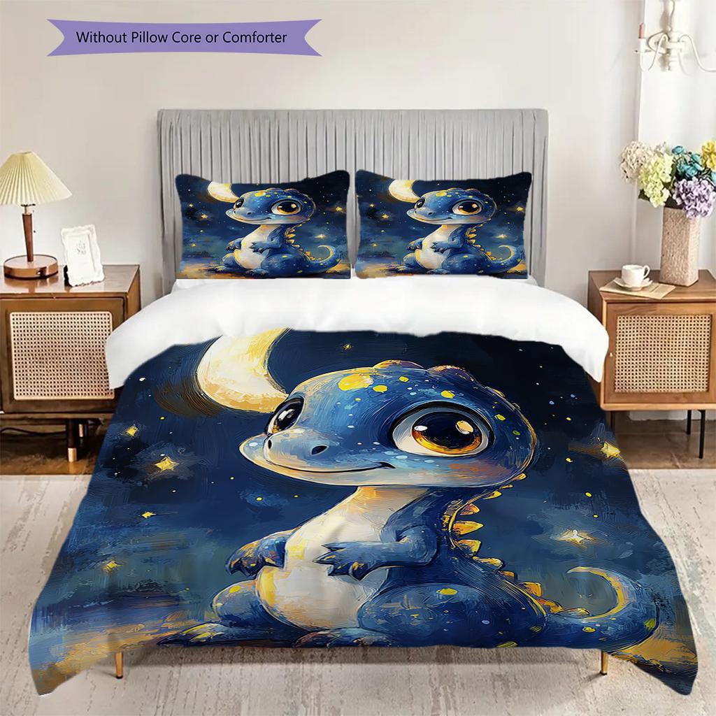 Dinosaurier-Muster Bettwäsche Steppdecke Set Bettbezug Kissenbezug Heimdekoration Geburtstagsgeschenk (1 Bettbezug + 2 Kissenbezüge, ohne Füllung)