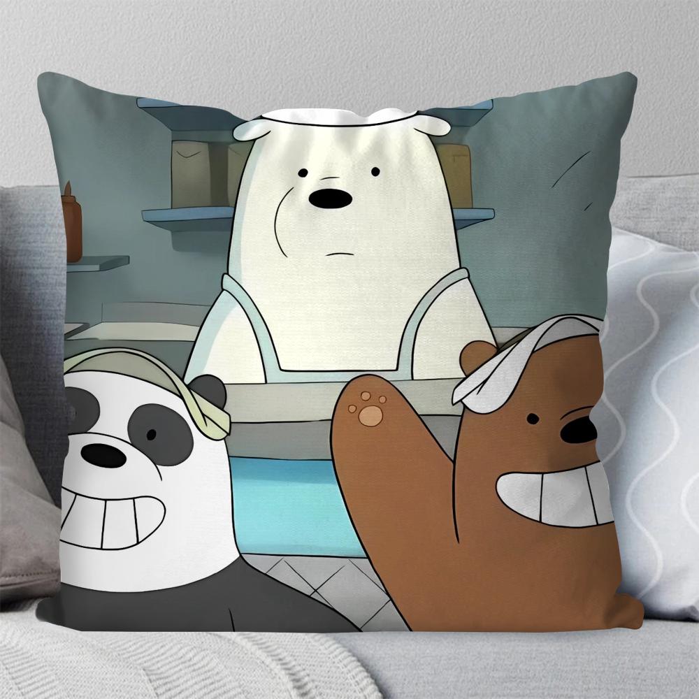 We B-Bare B-Bears Cartoon Fairy Tales Pillow Case Square Pillow Bedroom Sofa Leisure ComfortCarLiving Room Home Decoration 40X40