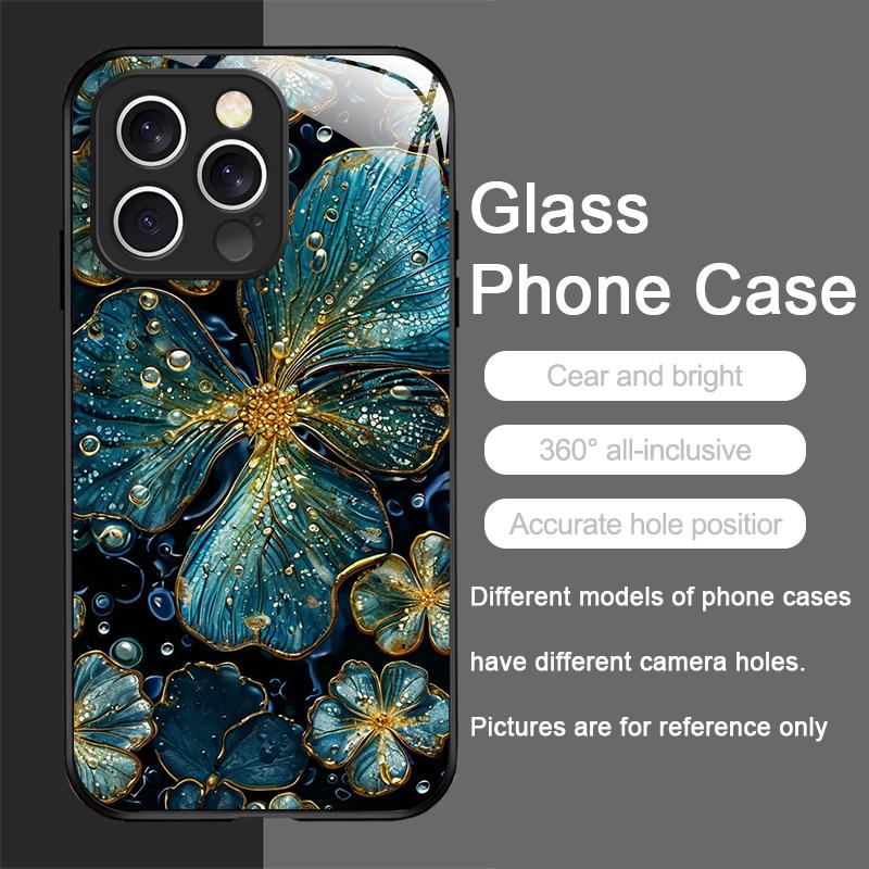 Beautiful Sunflower Floral Pattern Tempered Glass Phone Case for IPhone 16 Pro Max 16e 15 14 13 12 Mini 11 XS XR 7 8 Plus Cover