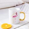 350ml Flamingo Becher Keramik Milch Becher mit goldenen Griff Porzellan Wasser Becher Frühstück Saft Becher Trinkgeschirr