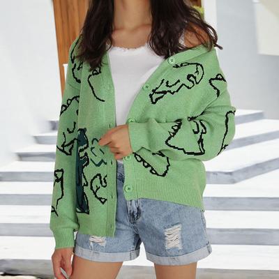 Women's Autumn and Winter Long Sleeve Knitted Loose Cartoon Sweater