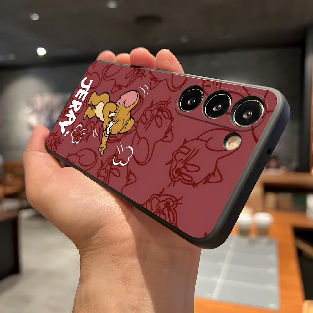 AniME-T-Tom And J-Jerry Kawaii Phone Case For Samsung A56 A36 A26 A16 A15 A25 A35 A55 A14 A34 A24 A54 Black Soft Shell