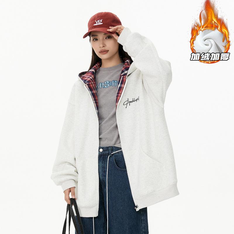 Cardigan Sweater Jacket Men's Autumn and Winter New Trendy Loose Velvet Thickened Youth Hooded Jacket Men